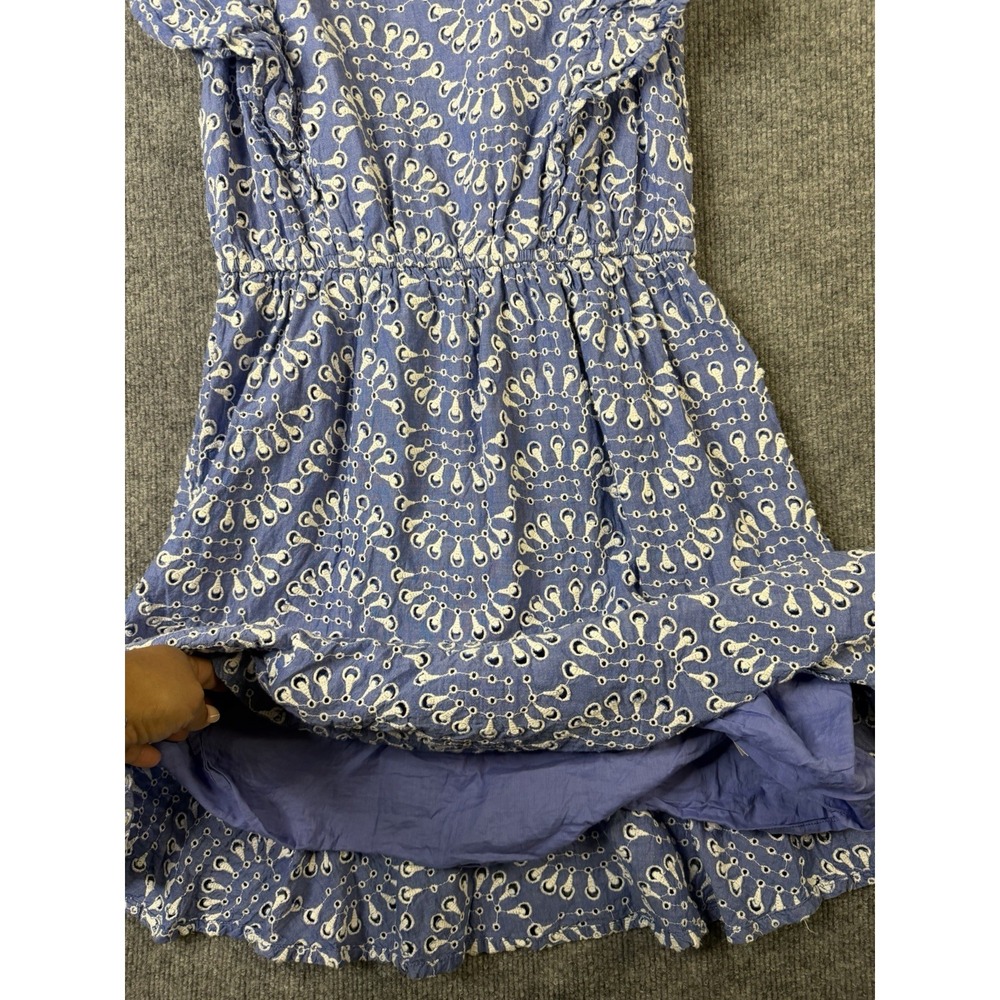 Lipsy London Blue Eyelet Lace Dress Women's Size 6 Flutter Sleeve Cotton - Picture 6 of 12